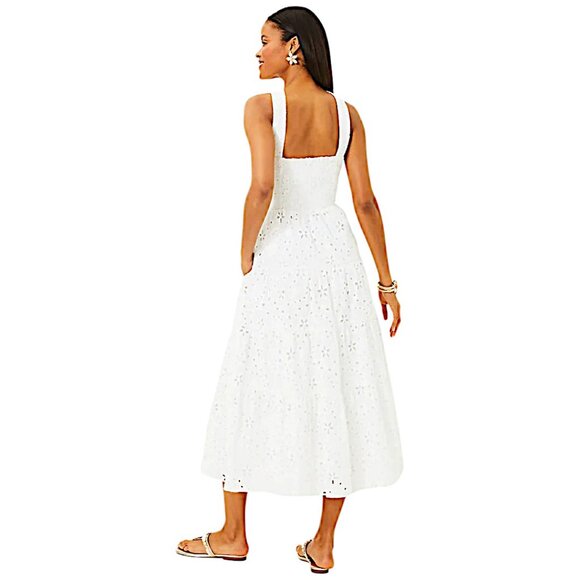 Lilly Pulitzer Jenette Midi Dress in Resort White/Sealife Eyelet NWT - Size 6 - Picture 4 of 9